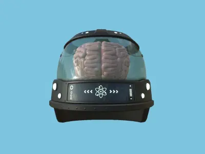 SciFi Brain Helmet 03 Black - Character Design Fashion Low-poly 3D model