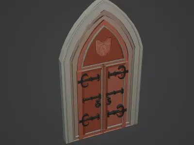 Medieval Door Low-poly 3D model 8