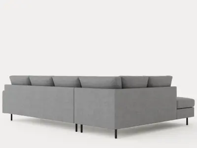 Peppe 3 Seater Sofa With Chaise Lounge Left Light Gray Low-poly 3D model