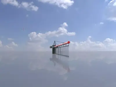 Railway Crossing Barrier 8 m with protective grid closed  Low-poly 3D model