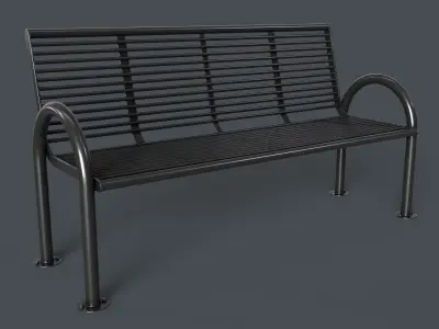 Metal Modern Bench 20 PBR Game Ready Low-poly 3D model