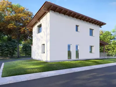 simple counrty house with slanted roof  3D model