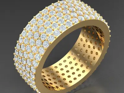 Light Gold Diamond Men Ring 2MR077 3D model