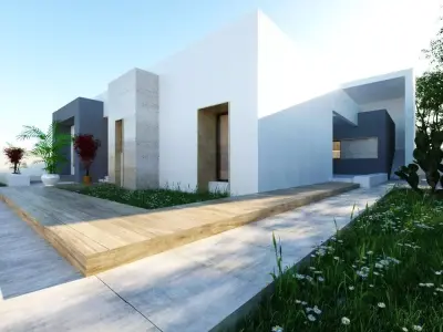 3D Model Modern House on Open Plot  Low-poly 3D model