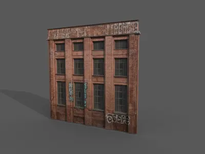 Street wall building Low-poly 3D model