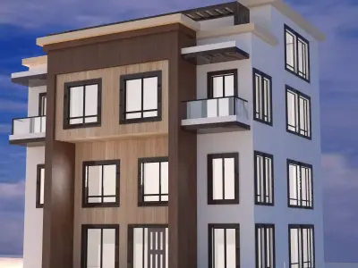 house modern with balconies and windows Free 3D model