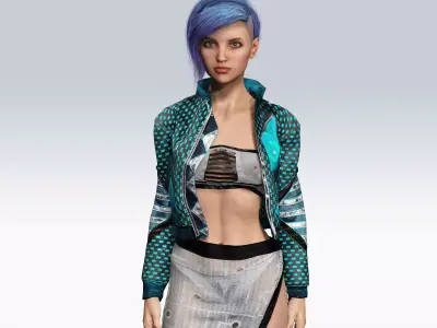 Scifi cyberpunk Girl - Fully Rigged Low-poly 3D model