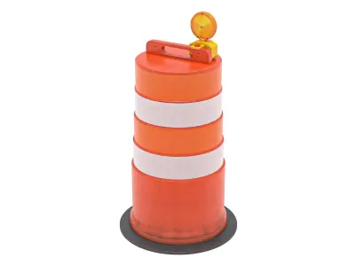 Traffic Barrel Barricade and Cone 3D model