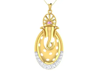 light weight yellow gold  diamond pendent -ZA PN 2100 3D print model