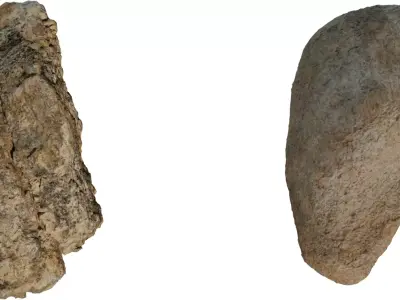 Limestone Boulder Pair  Low-poly 3D model