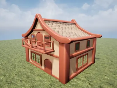 Medieval Fantasy Town Building 2 Game Ready Low-poly 3D model