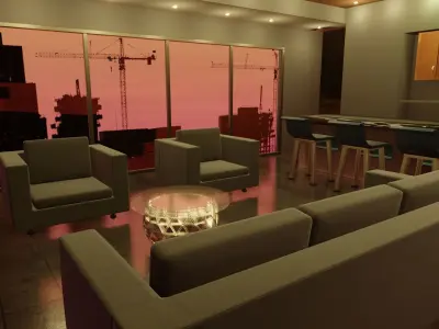 interior living room with couches and coffee table 3D model