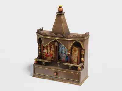 Wooden Temple Low-poly 3D model