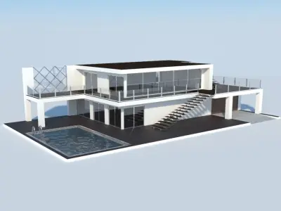 House modern with swimming pool 3D model