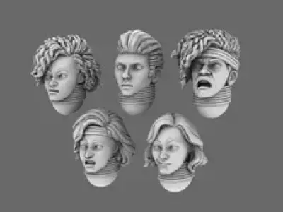 Galactic Boy Band Exposed Glam Rocker Heads 3D print model