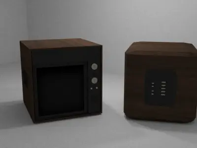 Two - Lowpoly-Old Television 3d Model-Game-Ready Low-poly 3D model
