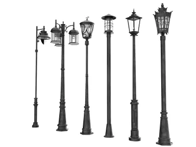 Street Lamp Low-poly 3D model 48