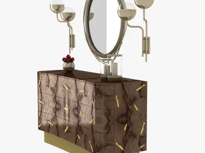 Brabbu kayan mirror  niku wall lamp and baraka chest 3D model