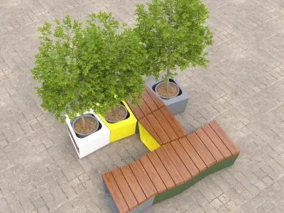 equiparc exa bench and  pot 3D model