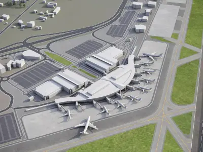 Canberra - Airport - CBR Low-poly 3D model