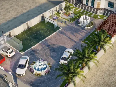garden landscape 3D Model swimming pool 3D model