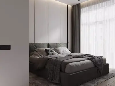 Modern minimal bedroom 3D model