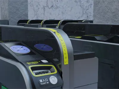 JapaneseSubwayTicketChecker Low-poly 3D model