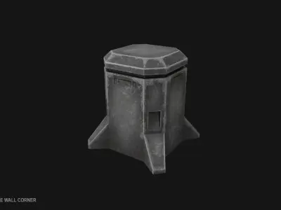 Scifi militarybase wall corner Low-poly 3D model