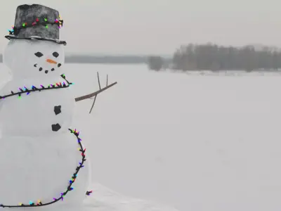 Christmas Snowman Low-poly 3D model