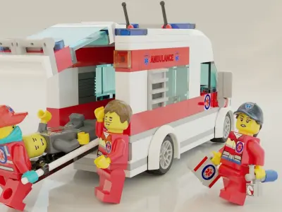Lego Ambulance and paramedics squad 3D model