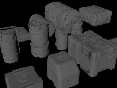 15 models of sci-fi gear bags 3D model