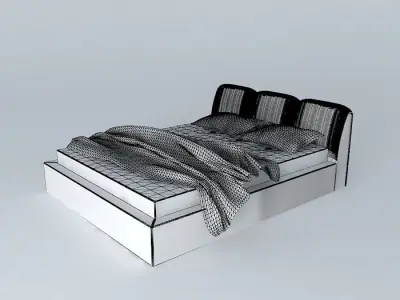 bed with light shining Free 3D model