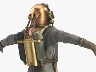  Vintage Diving Dress with Air Tank T Pose Brass 