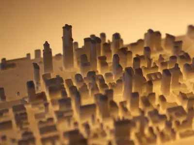 Chicago city map on wall 3D print model