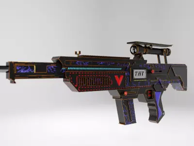 Transformable rifle  Low-poly 3D model