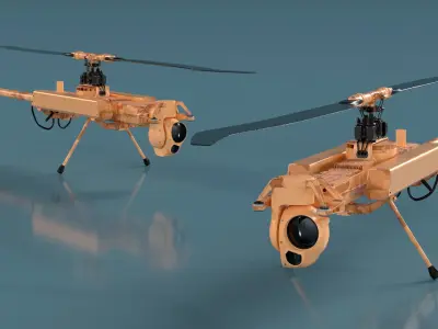  Desert Military Surveillance Drone Rigged for Cinema 4D 