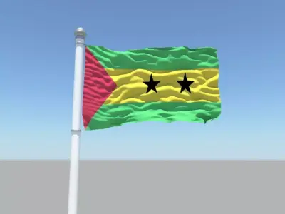 Sao Tome and Principe flag 3D model