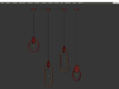 Strip Shape Hanging Light Modern LED Pendant Lamp Low-poly 3D model