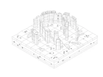 Cartoon Lowpoly Stonehenge Landmark Low-poly 3D model
