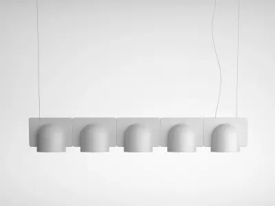 Igloo 5 pendant light with four tubes hanging from ceiling 3D model