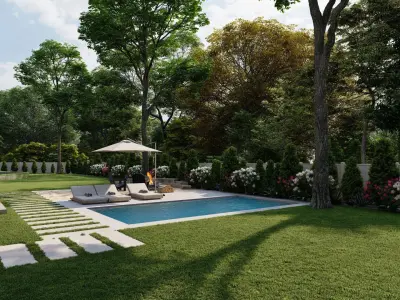 3D Exterior Scene 3D model design garden and landscape 3D model 17