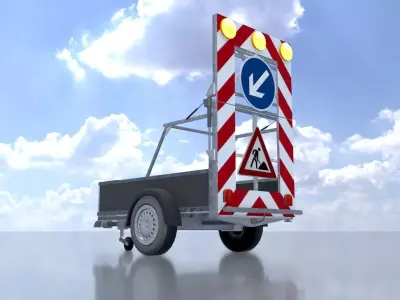 Traffic sign 615 Mobile barrier sign left 2500x1700 Low-poly 3D model