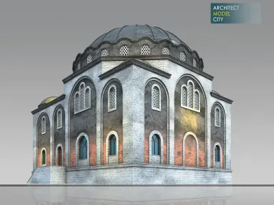 Mosque Architectural 3d Model with Render Scene Low-poly 3D model
