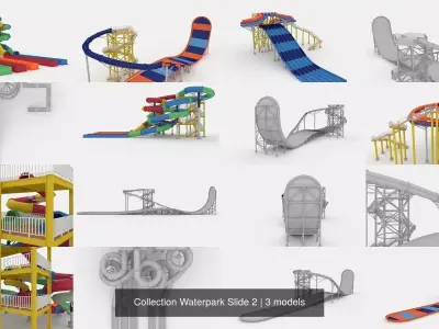 Collection Waterpark Slide 2 3D Model Pack