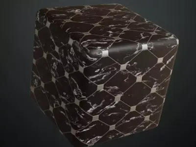 Luxury Glossy Black Marble Octagon Tiles PBR Seamless Texture