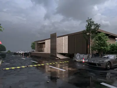 Cliffside Restaurant  Bar Fully Furnished 3D Model Low-poly 3D model