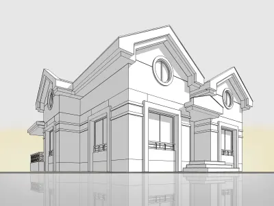 Home Architectural 3d Model with Render Scene Low-poly 3D model