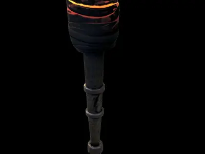 Medieval Torch - Game Ready - Has Emission Free low-poly 3D model