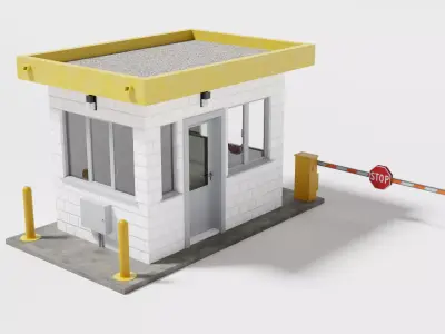 Security guard booth Low-poly 3D model