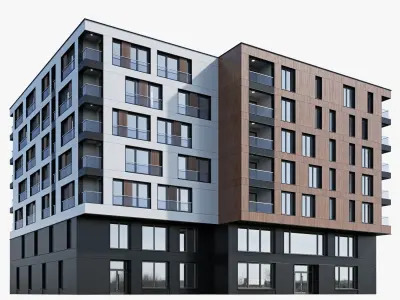 Modern residential building 7 3D model